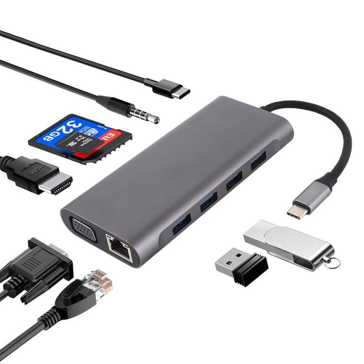11 en 1 VGA + Port LAN + 4 x USB 3.0 + Carte SD / TF + HDMI + Port Aud