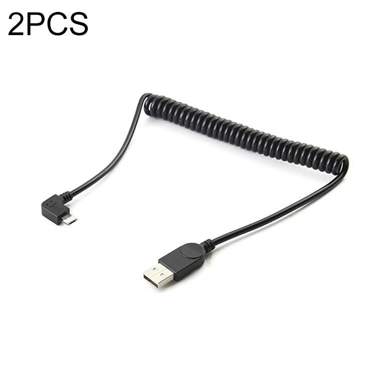 2 PCS USB Mâle vers Micro USB 5 Broches Coude Gauche Mâle Ressort Câbl