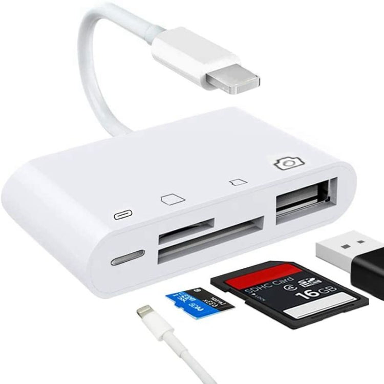 Lecteur carte SD iPhone / iPad, Adaptateur Lightning vers USB / micro-SD /  SD / Lightning femelle - Blanc - Français