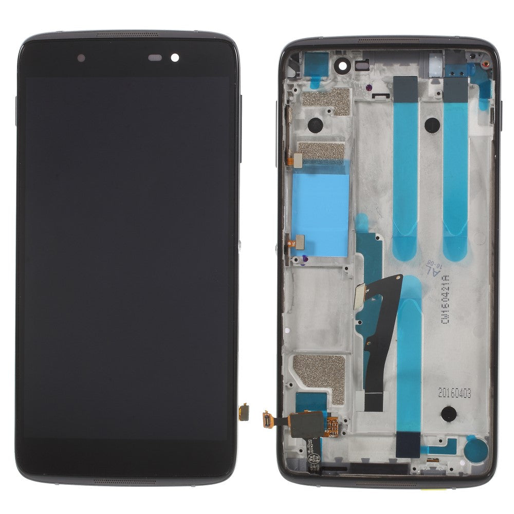 Ecran complet LCD + Tactile + Châssis Alcatel One Touch Idol 4 LTE 6055 Noir