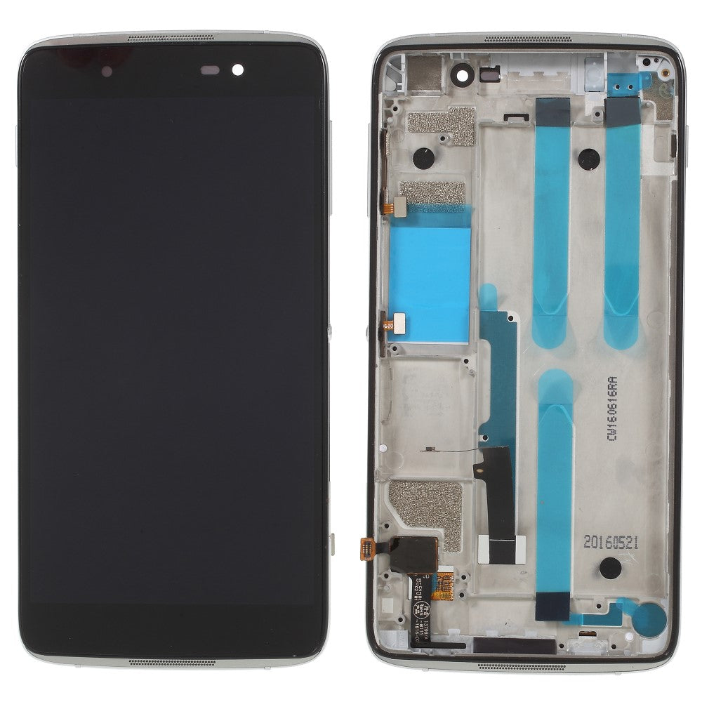 Pantalla Completa LCD + Tactil + Marco Alcatel One Touch Idol 4 LTE 6055 Plata