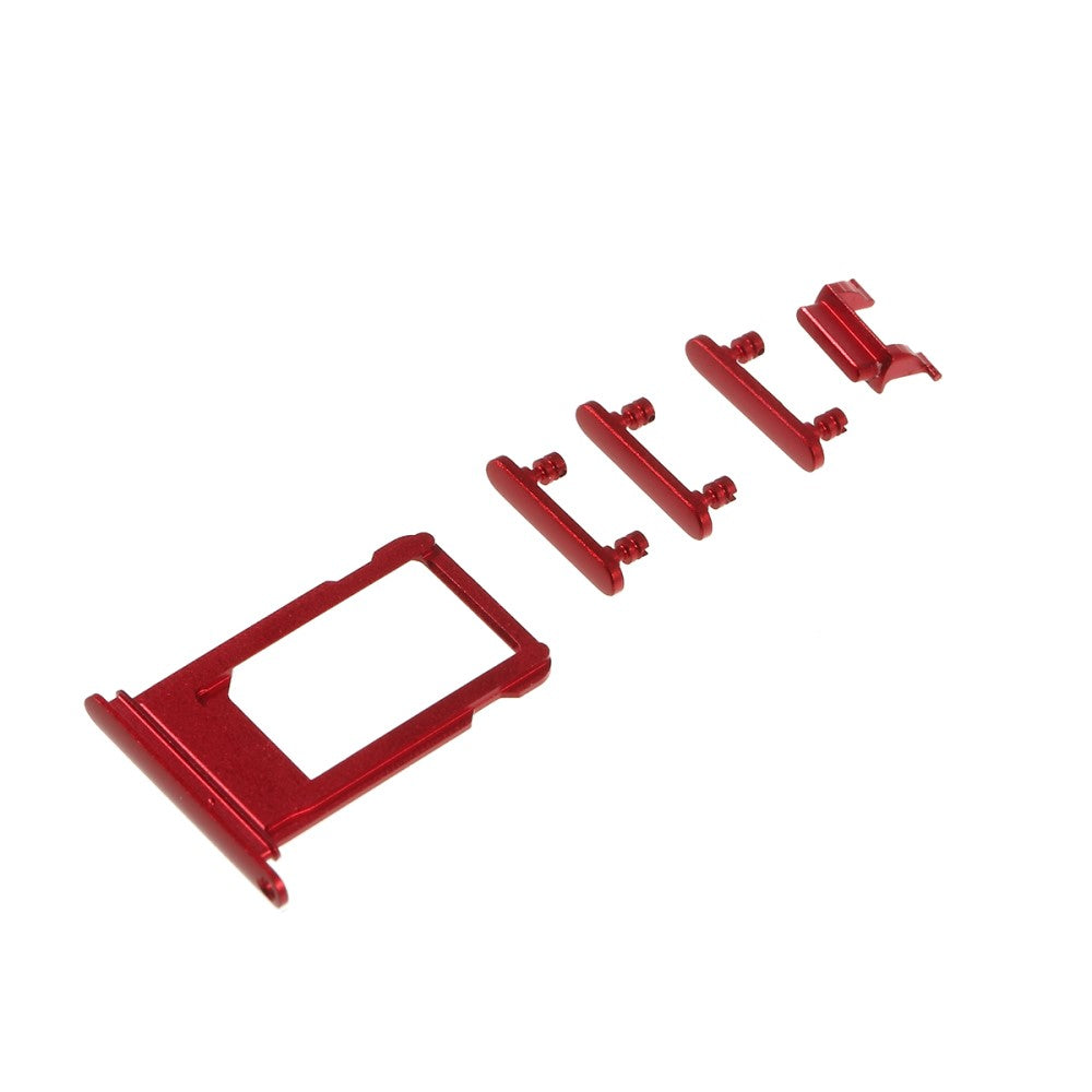 Botones Exteriores Completos + Porta SIM Apple iPhone 8 Rojo