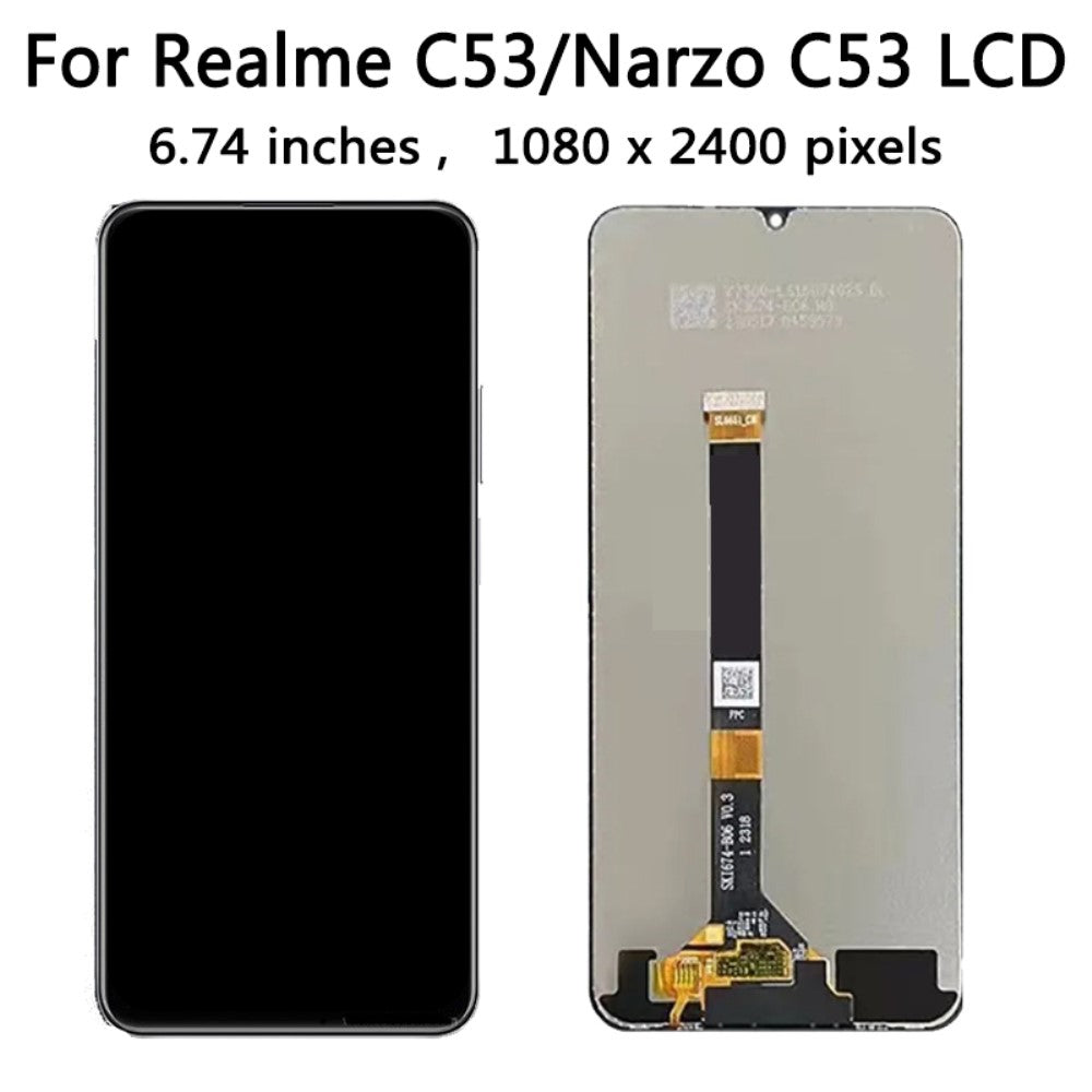 Plein écran + numériseur tactile Realme C53 4G / C51 / Narzo N53 4G
