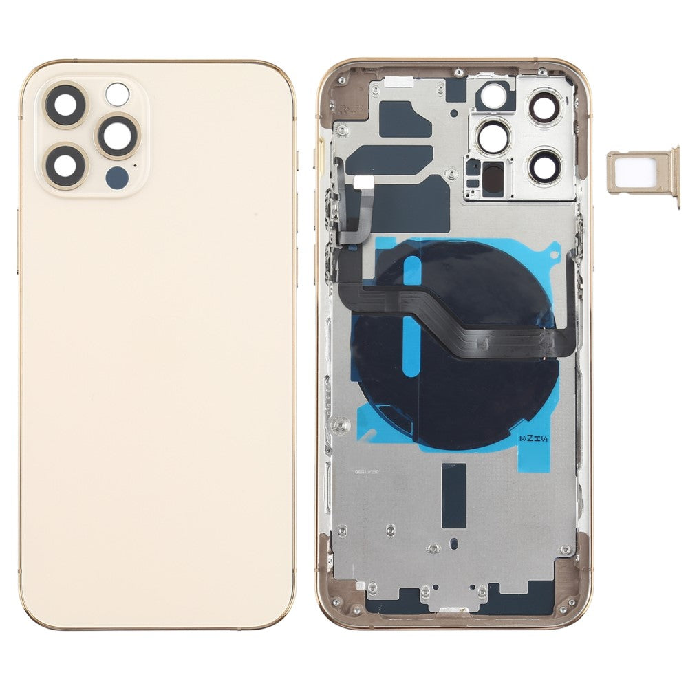 Carcasa Chasis Tapa Bateria + Piezas Apple iPhone 12 Pro Dorado