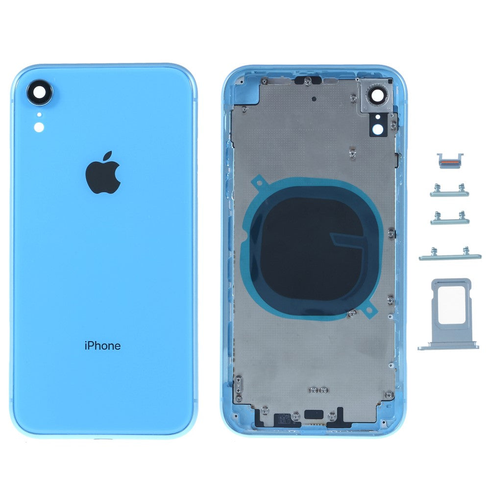 Cache batterie du boîtier de châssis (avec logo CE) iPhone XR Bleu