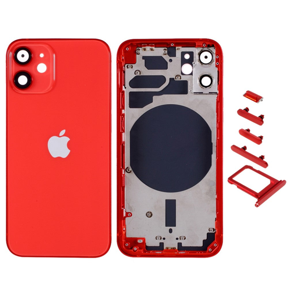 Cache batterie du boîtier de châssis (avec logo CE) iPhone 12 Mini Rouge