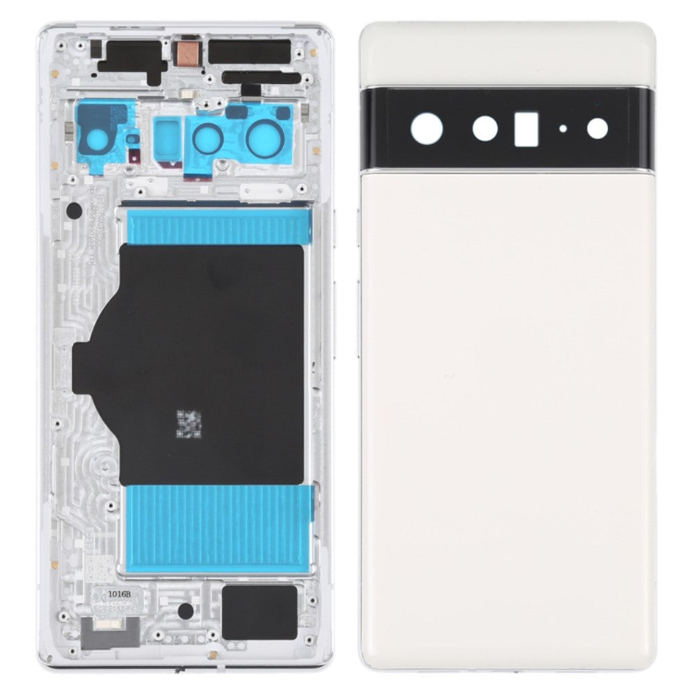 Tapa Bateria Back Cover + Lente Camara Trasera Google Pixel 6 Pro 5G Blanco