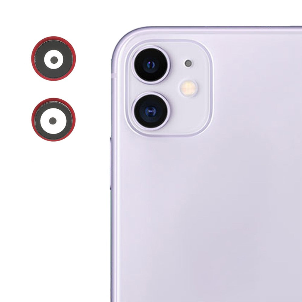 Couvercle d'objectif de caméra arrière (verre uniquement) Apple iPhone 11 Rouge