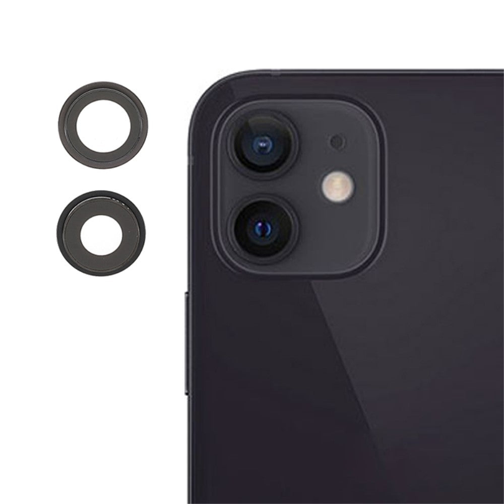 Couvercle d'objectif de caméra arrière (verre uniquement) Apple iPhone 12 / 12 Mini Noir