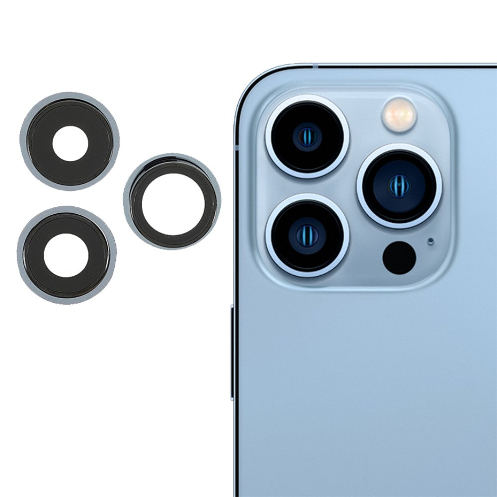 Couvercle d'objectif de caméra arrière uniquement en verre Apple iPhone 13 Pro / 13 Pro Max Bleu