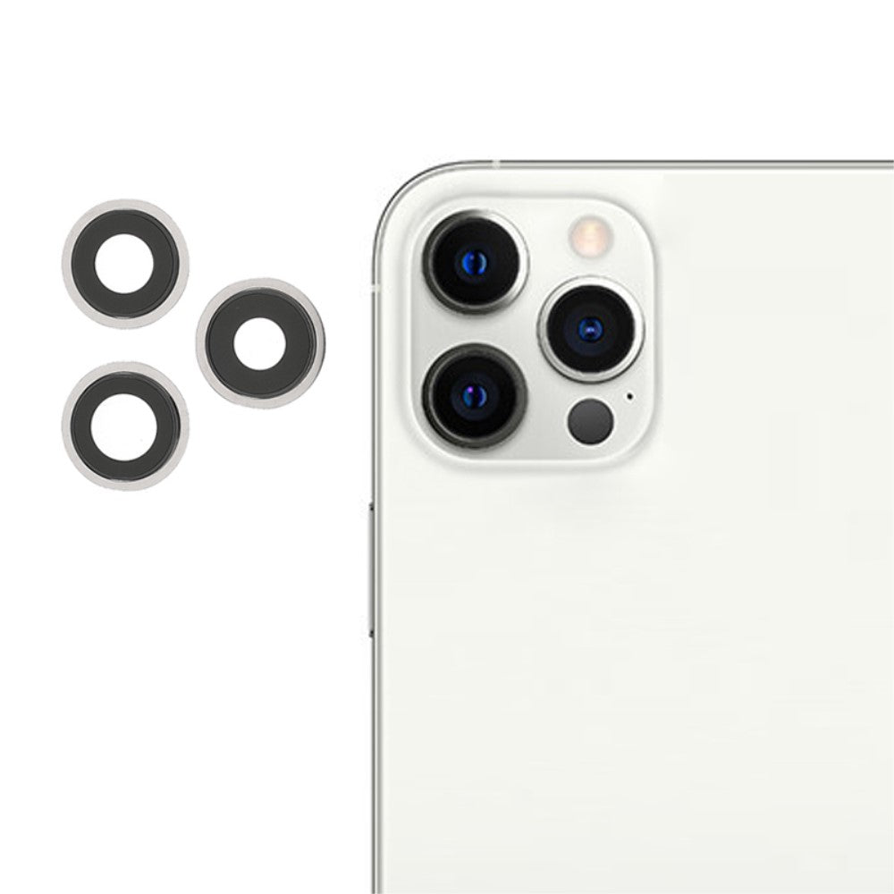 Cubierta Lente Camara Trasera iPhone 12 Pro Max Plata
