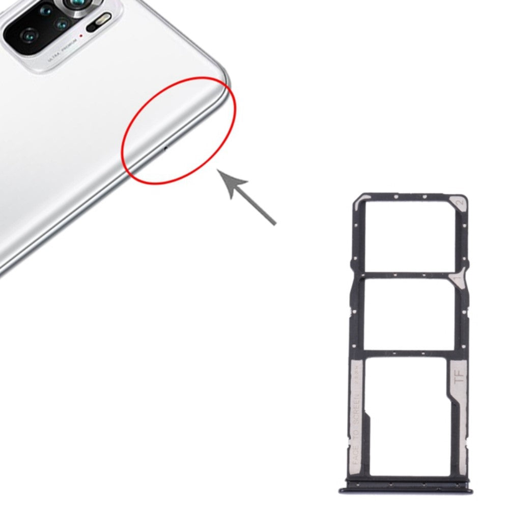 Bandeja Porta SIM Micro SIM / Micro SD Xiaomi Redmi Note 10 4G / Note 10S 4G Negro