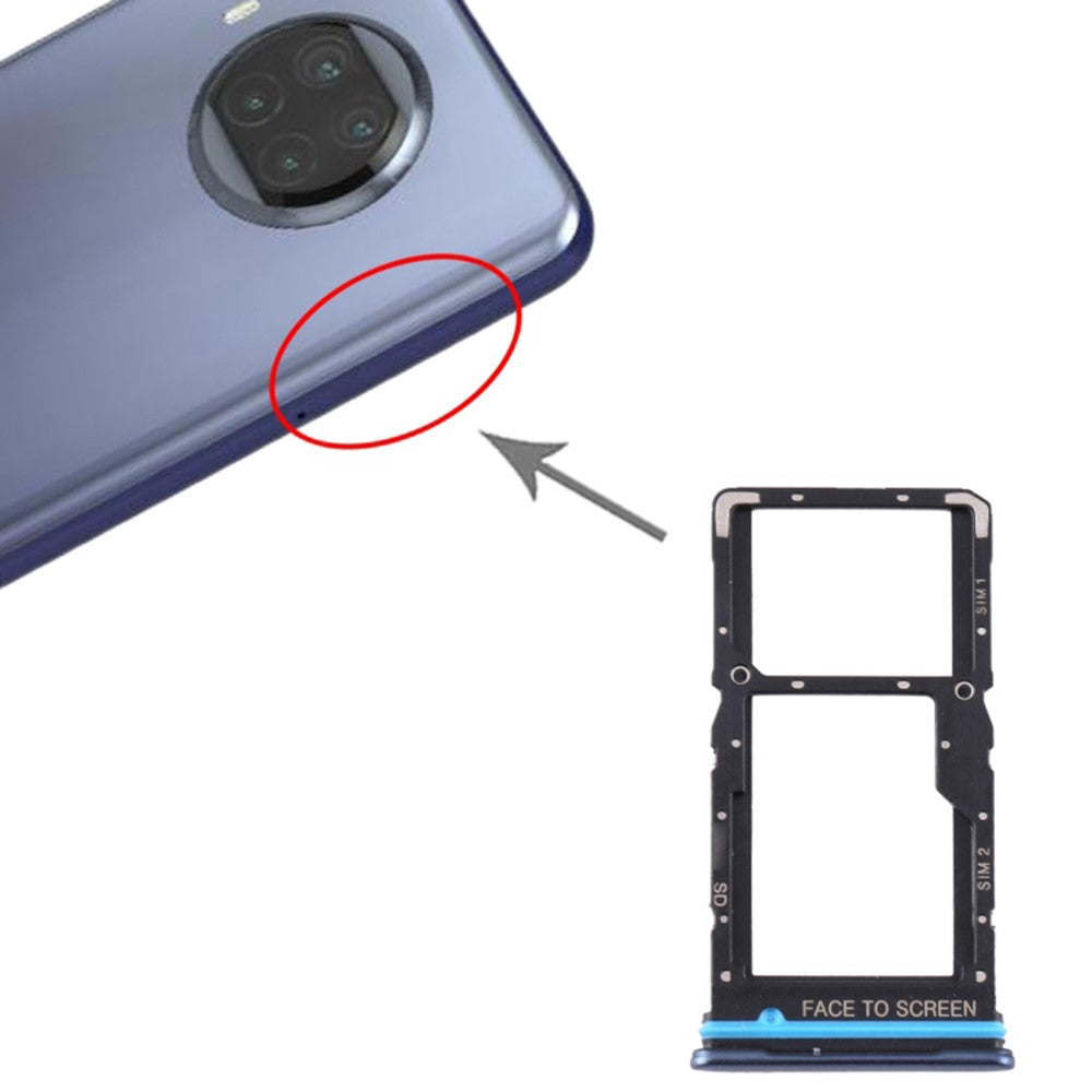 SIM Holder Tray Micro SIM / Micro SD Xiaomi Mi 10T Lite 5G Blue