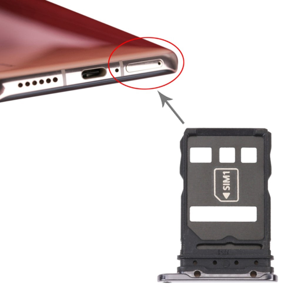 Plateau porte-carte SIM Micro SIM Huawei P40 Pro 5G Noir