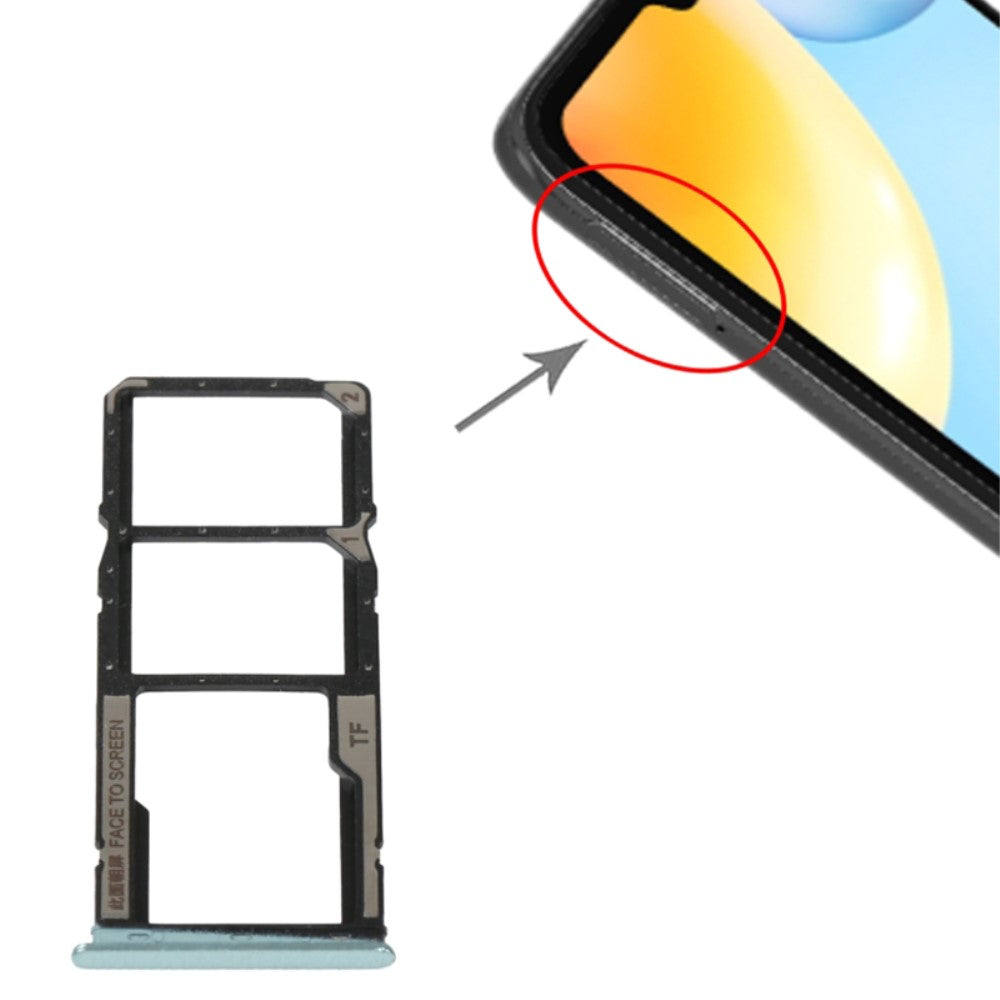 Bandeja Porta SIM Micro SIM / Micro SD Xiaomi Redmi 10C 4G / Poco C40 4G Verde