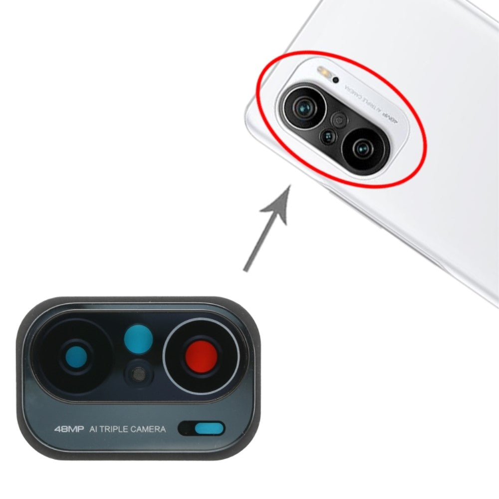 Couvercle d'objectif de caméra arrière Xiaomi Redmi K40 (48MP) M2012K11AC Noir