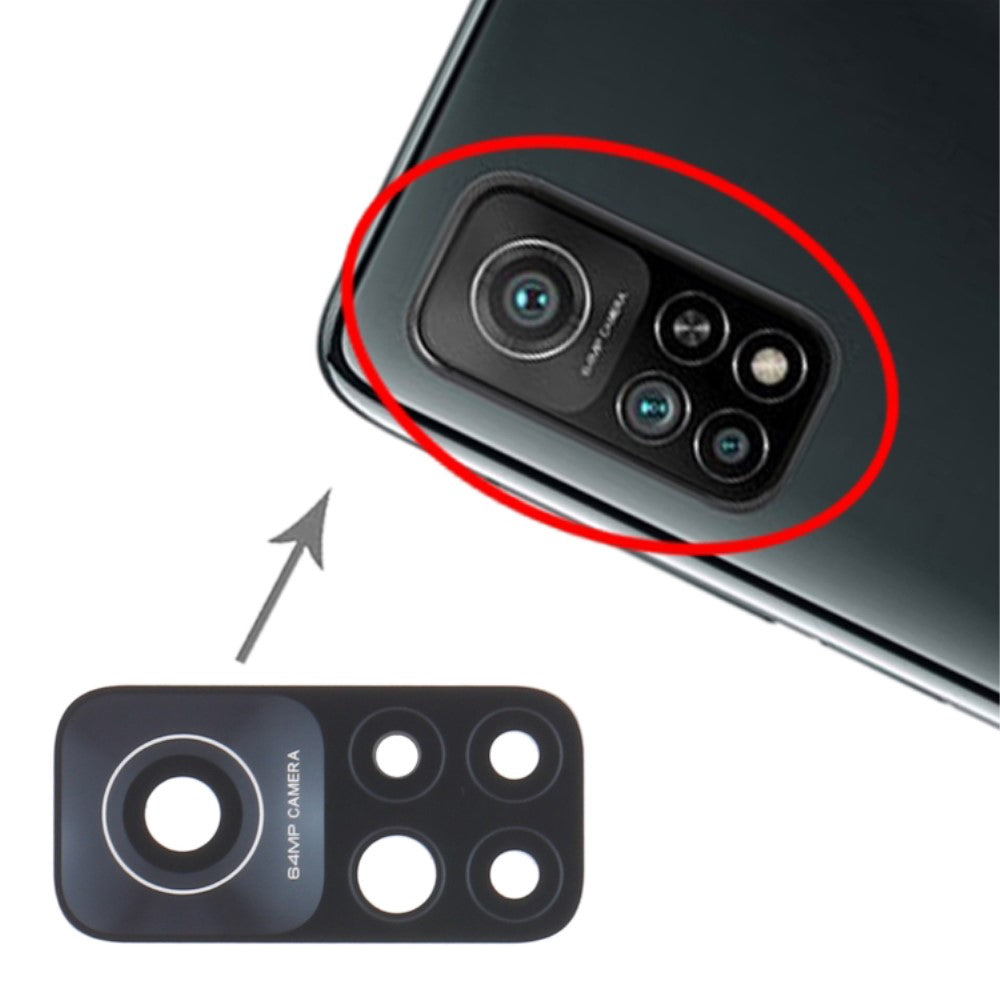 Couvercle d'objectif de caméra arrière Xiaomi MI 10T 5G M2007J3SY / K30S M2007J3SC