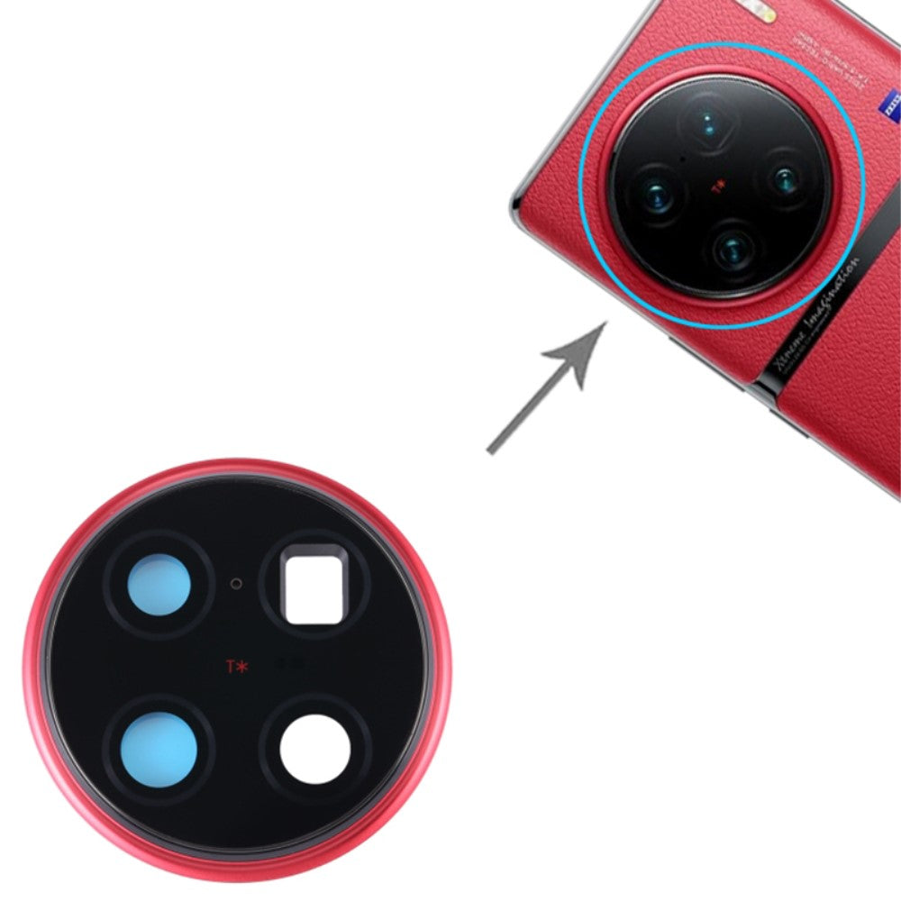 Vivo X90 Pro+ 5G Cache d'objectif de caméra arrière Rouge