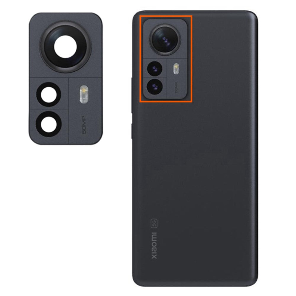 Cubierta Lente Camara Trasera Xiaomi 12 Pro 5G Negro