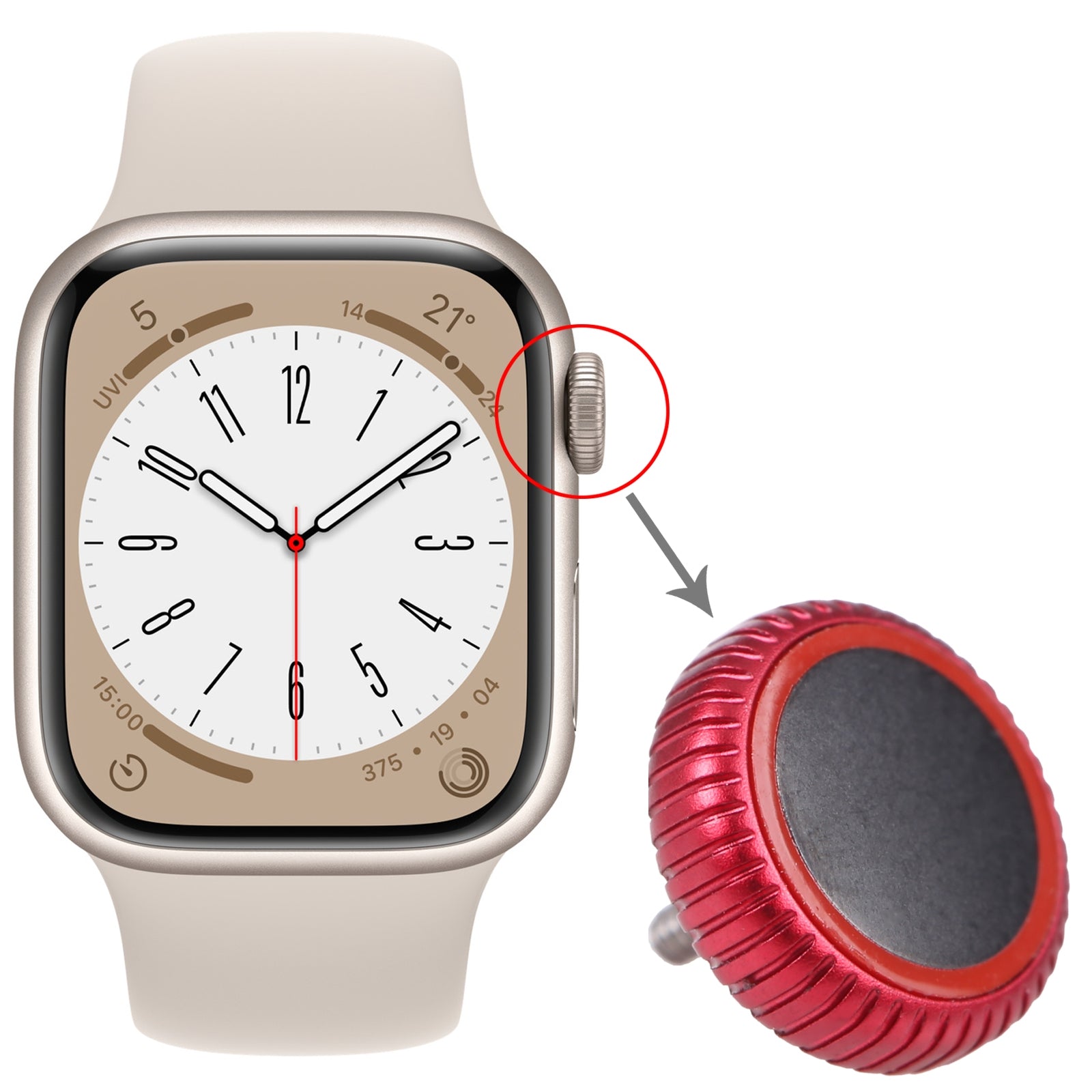 Couronne Écrou Apple Watch Series 8 (LTE) Rouge