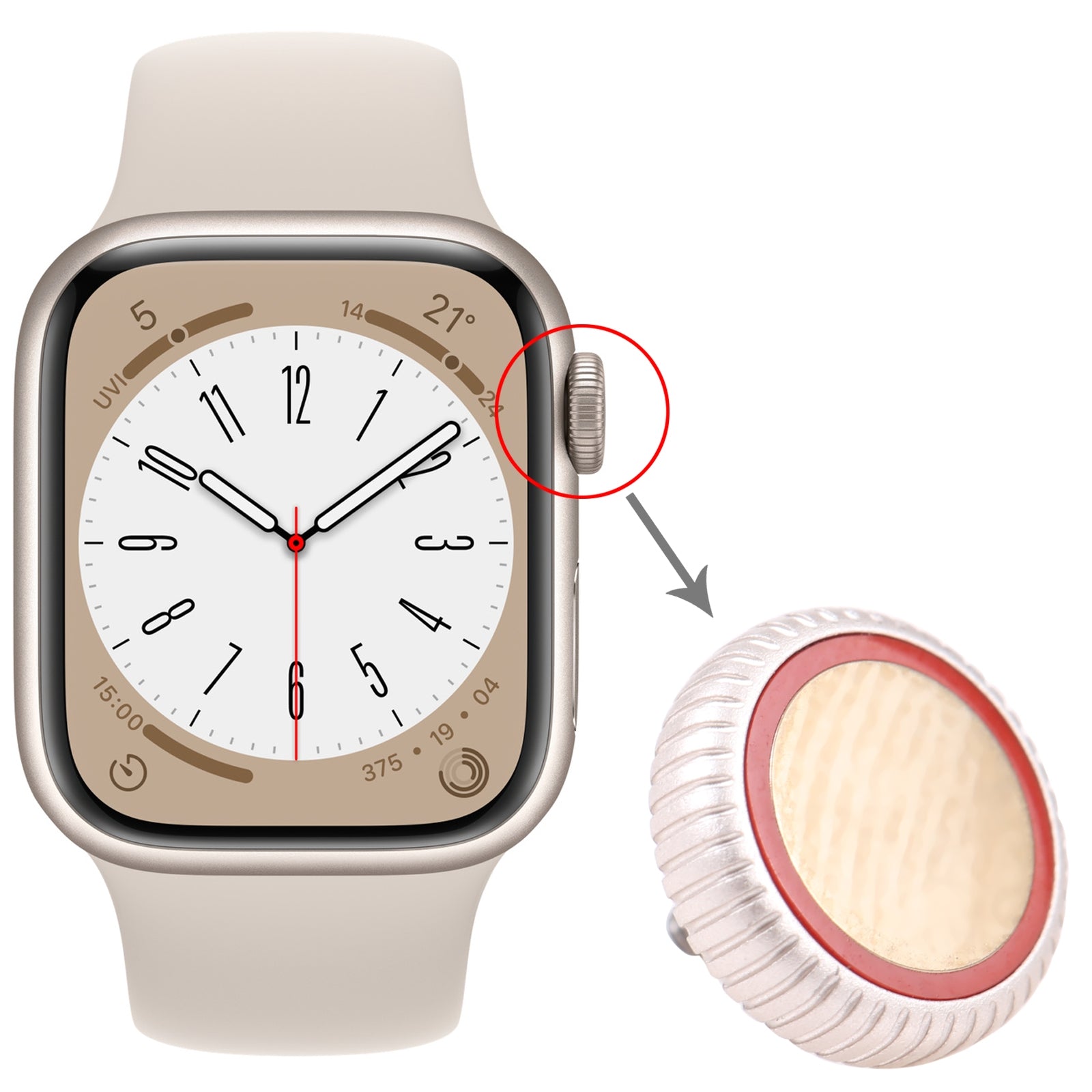 Tuerca de Corona Apple Watch Series 8 (LTE) Plata