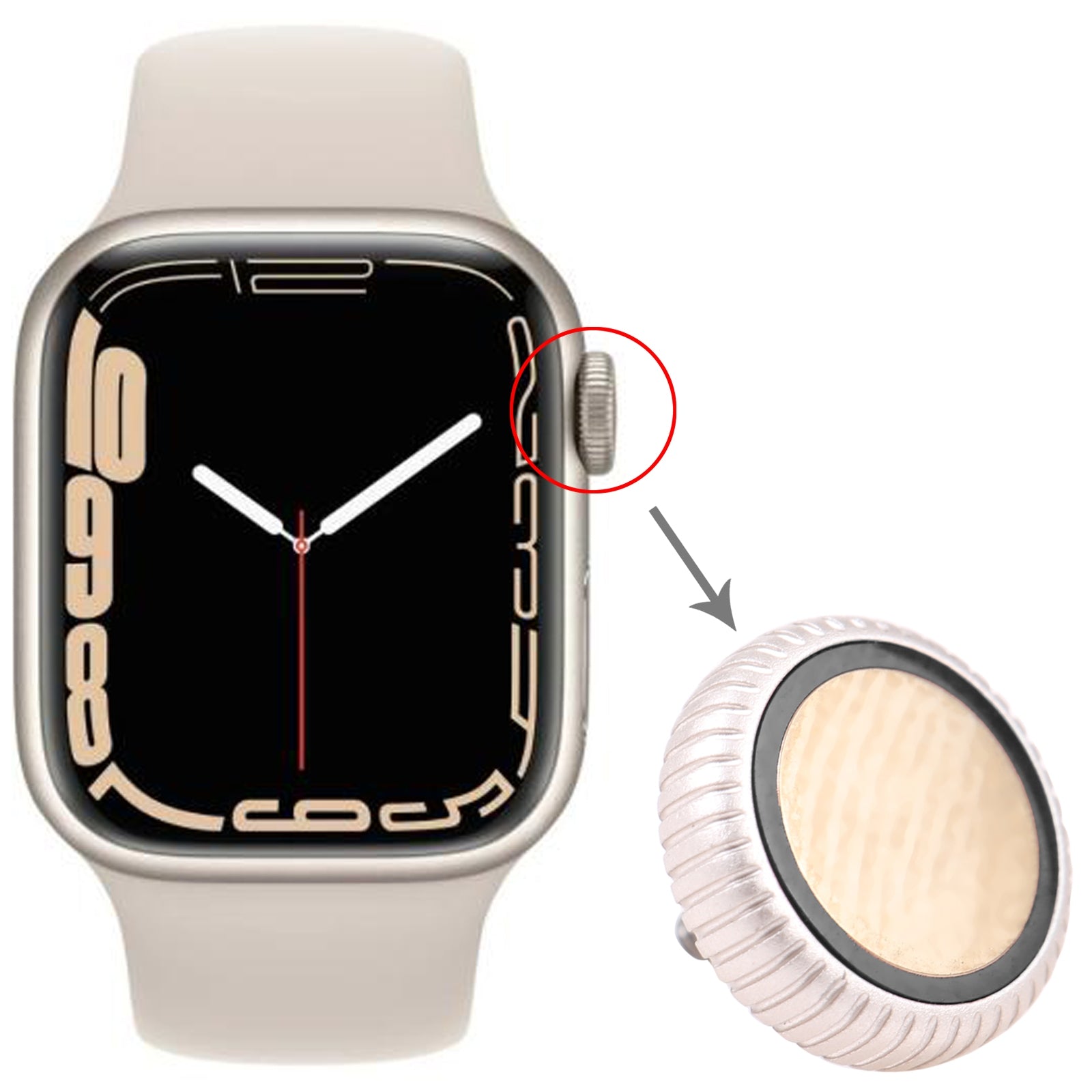 Tuerca de Corona Apple Watch Series 7 (GPS) Plata