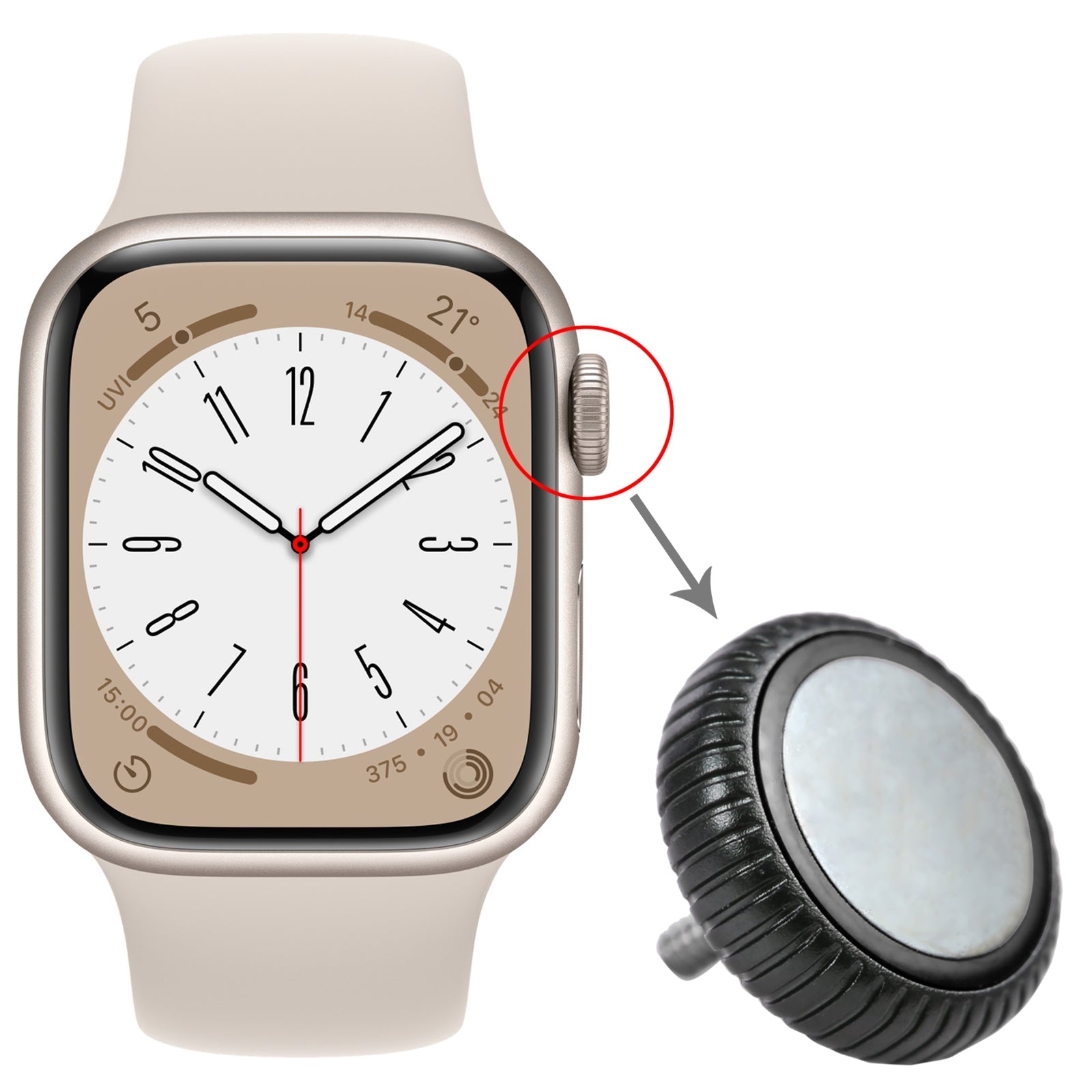 Couronne Écrou Apple Watch Series 8 (GPS) Vert