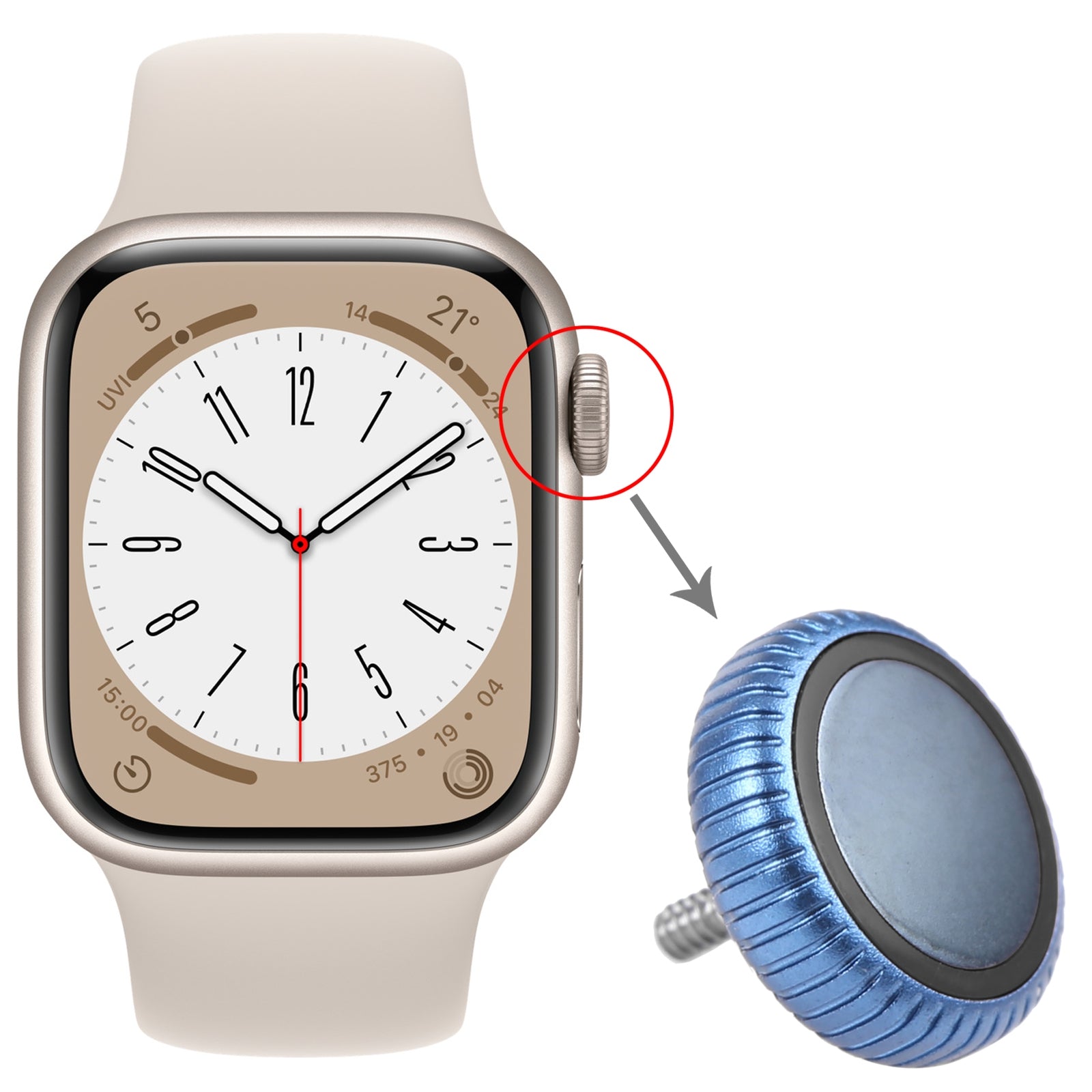 Couronne Écrou Apple Watch Series 8 (GPS) Bleu