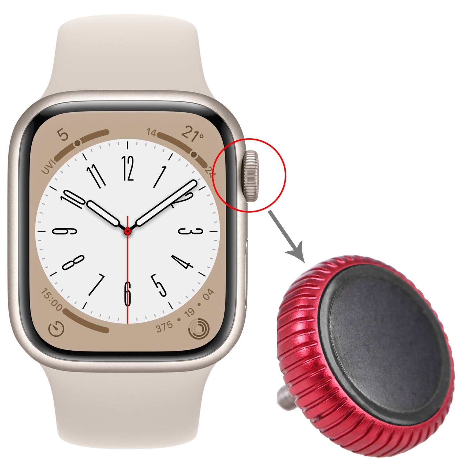 Couronne Écrou Apple Watch Series 8 (GPS) Rouge