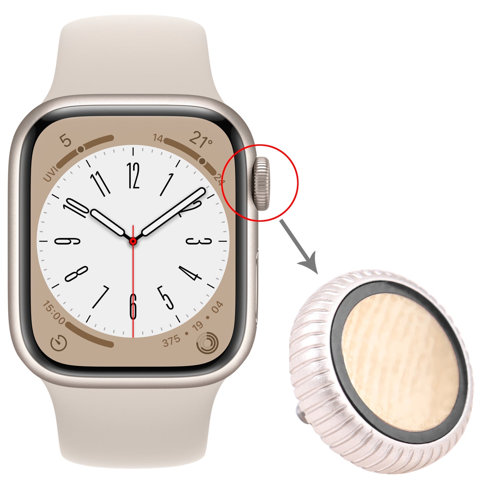 Crown Nut Apple Watch Series 8 (GPS) Silver