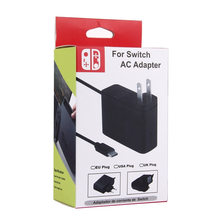 Para Nintendo Switch NS Consola de juegos Adaptador de pared Cargador Adaptador de Cargador Energía de Carga CC 5 V Longitud del Cable: 1.5 m Enchufe de la UE (Negro)
