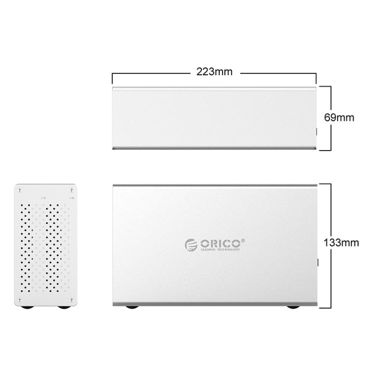 ORICO Honeycomb Series WS200C3 SATA 3.5 pulgadas USB 3.1 USB-C / Type-C Carcasa de aleación de Aluminio HDD / SSD de dos bahías la capacidad máxima de Soporte: 20TB