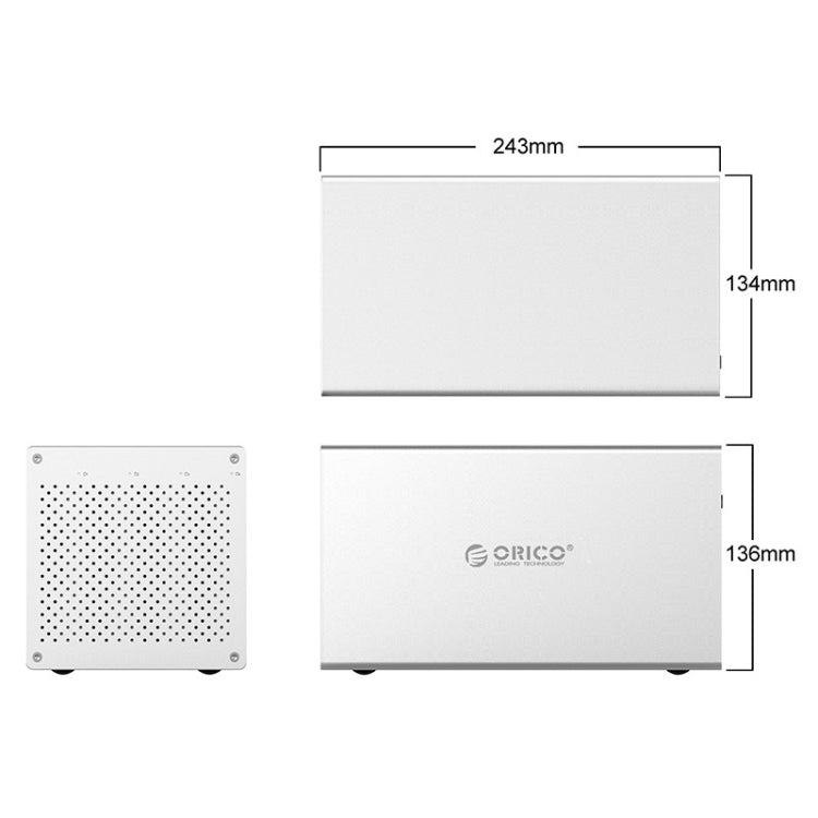 ORICO Honeycomb Series WS400C3 SATA 3.5 pulgadas USB-C / Type-C 4 bahías Carcasa de aleación de Aluminio HDD / SSD la capacidad máxima de Soporte: 40TB
