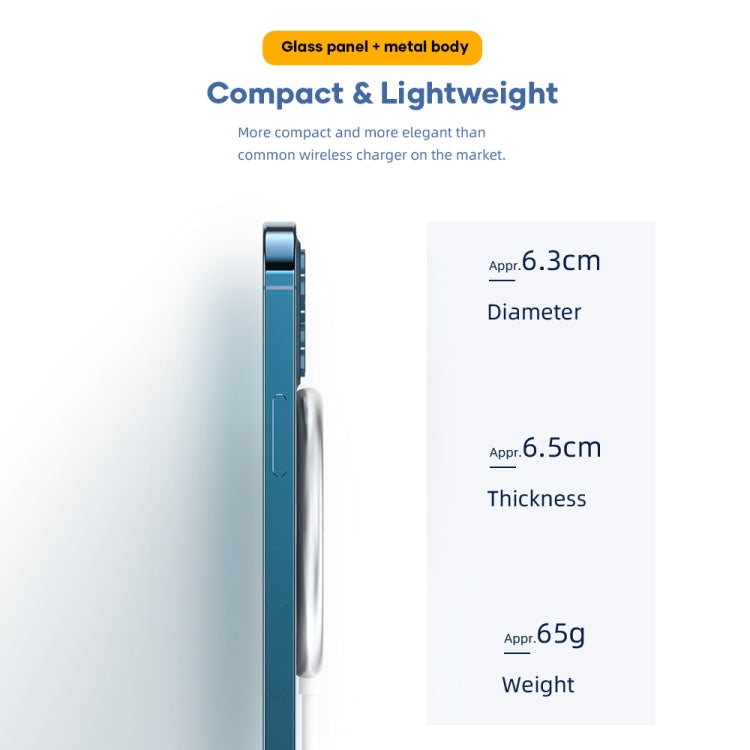 Mini Cargador Inalámbrico Magnético Magnético Portátil Rock W33 para iPhone 12 Mini / 12 / 12 Pro / 12 Pro Max