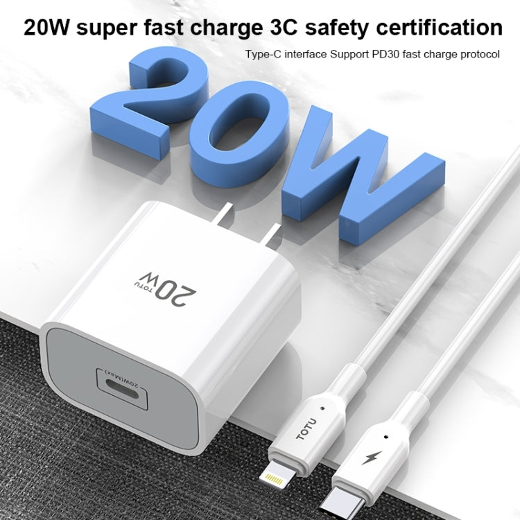 Totudesign CACQ-010 Glory Series 20W Type-C / USB-C Fast Charging Travel Charger Power Adapter CN Plug (White)