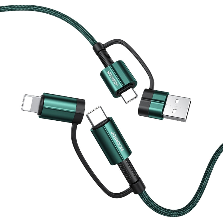 Joyroom S-1830G3 3A 4 EN 1 Dual Tipo-C / USB-C + 8 PIN + Cable de Datos de Carga Rápida Multifunción USB Longitud: 1.8m (verde)
