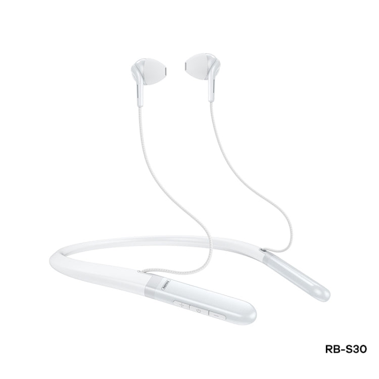 Remax RB-S30 Bluetooth 5.0 Dual Moving Coil Neckband Wireless Headphones (White)