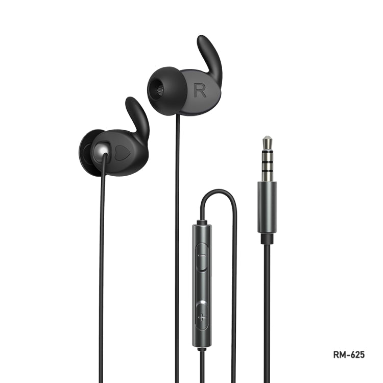Remax RM-625 Écouteurs filaires semi-intra-auriculaires en métal avec microphone et support mains libres (noir)