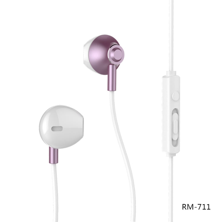 Remax RM-711 Écouteur de musique filaire avec microphone et support mains libres (or rose)