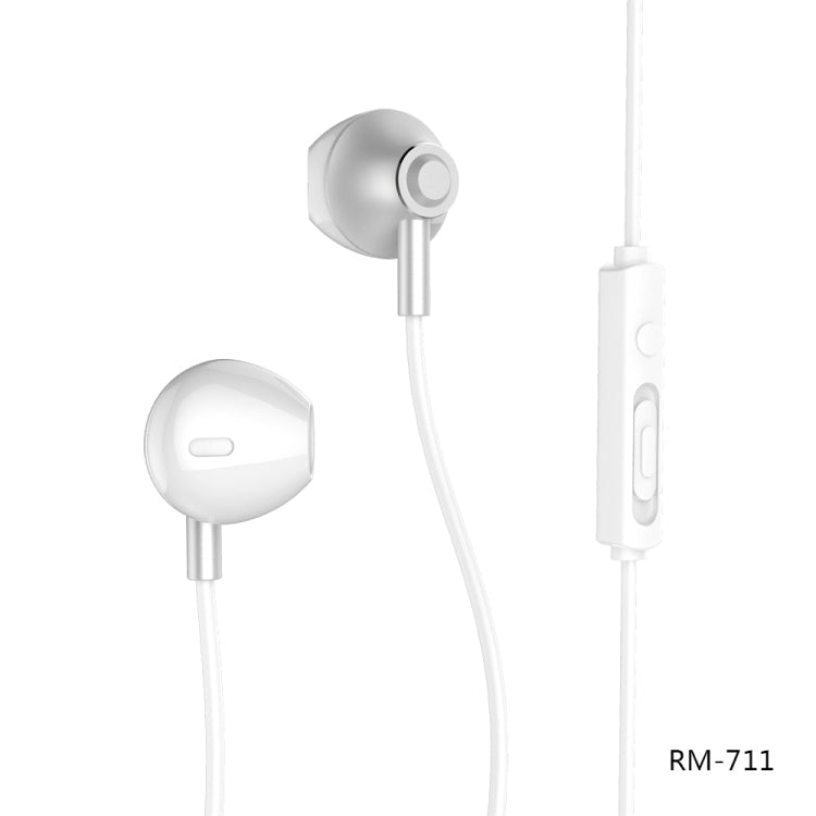 Remax RM-711 Wired Headphone for music with Microphone and hands-free support (Silver)