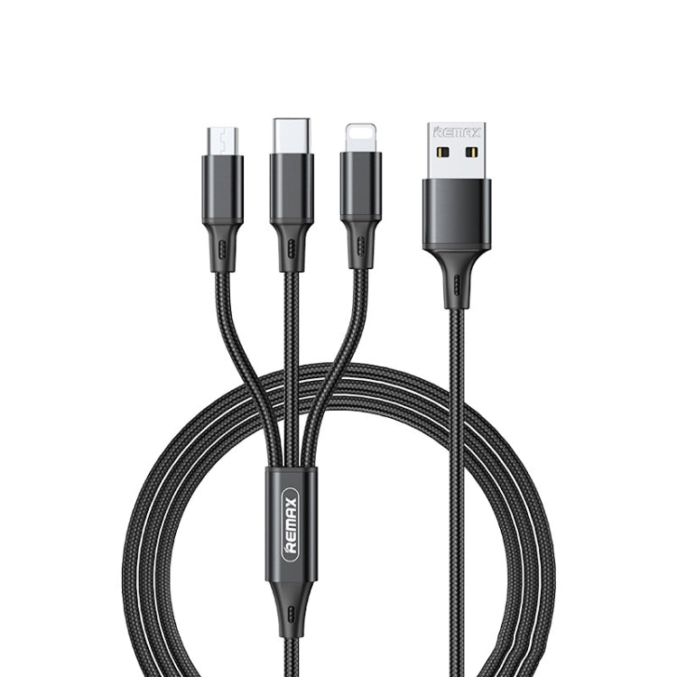 Remax RC-189TH GITION Series 3.1A 3 en 1 8 Pin + Tipo-C / USB-C + Micro USB Aleación de Aluminio Cable de Carga Longitud: 1.2m (Negro)