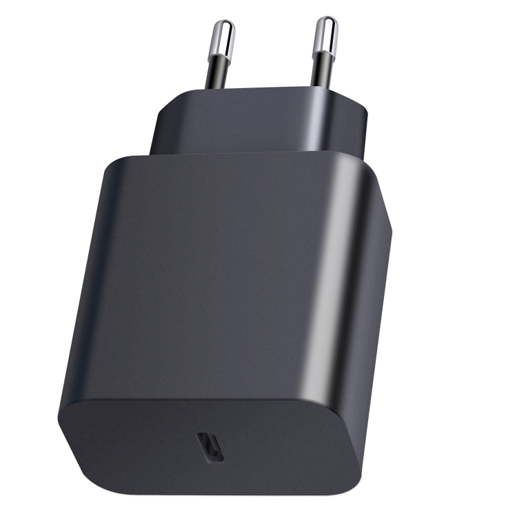 XY PD 25W USB-C / TYPE-C Single Travel Charger for Samsung Devices Fast Charging EU Plug (Black)