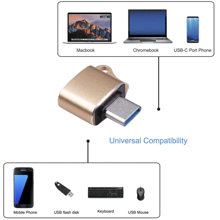 3699 Tipo C / USB-C Macho al adaptador USB 2.0 OTG (Oro)