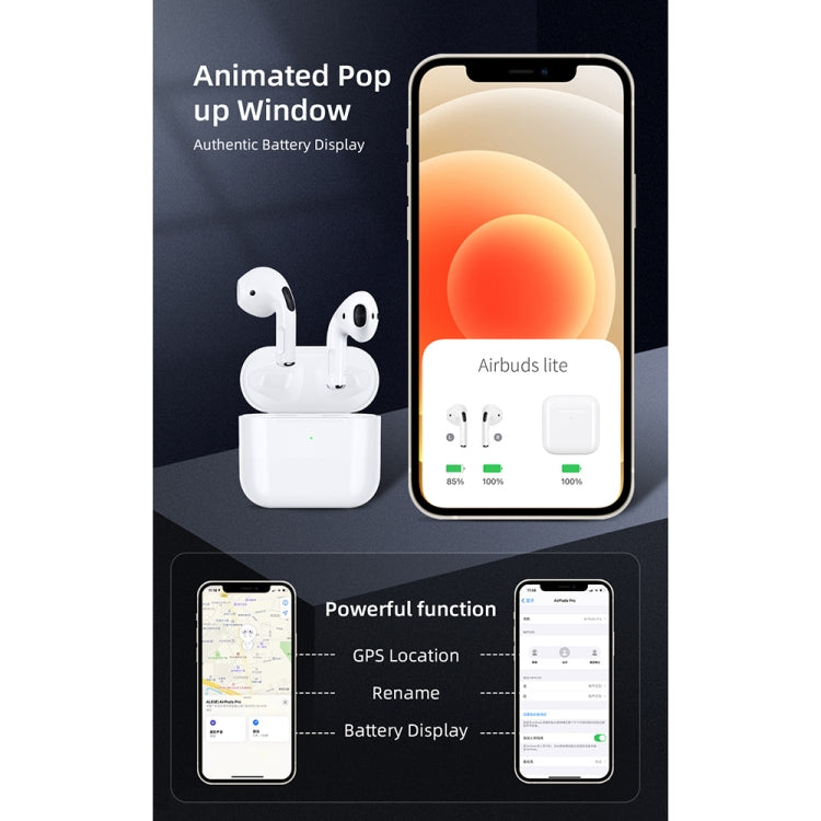 Wiwu Airbuds Lite Touch Bluetooth Auricular con caja de Carga Support Siri Master-Slave Switching iOS Mostrar batería (Blanco)