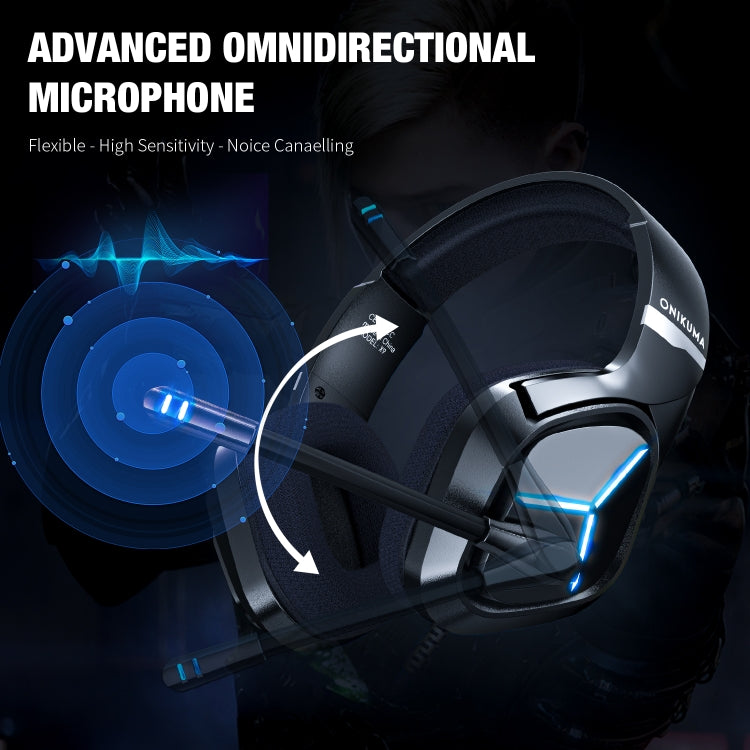 Onikuma X9 Ice Azul Luz Alaves Para Gaminares Ajustable Ajustable Con MIC