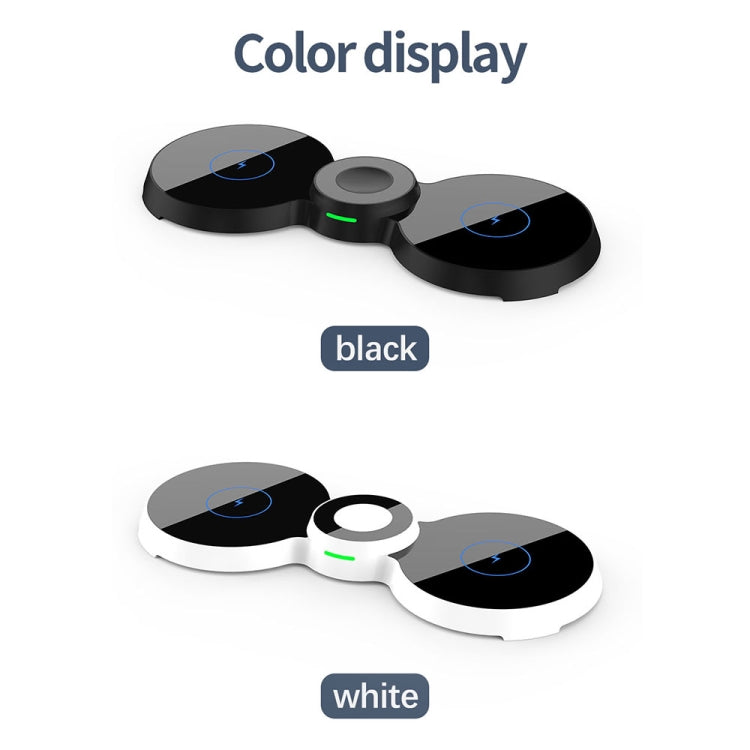 H20 15W Qi Standard 3 in 1 8 Shape Magnetic Wireless Charger 8 Shape for Apple Airpods Phones and Watches (Black)
