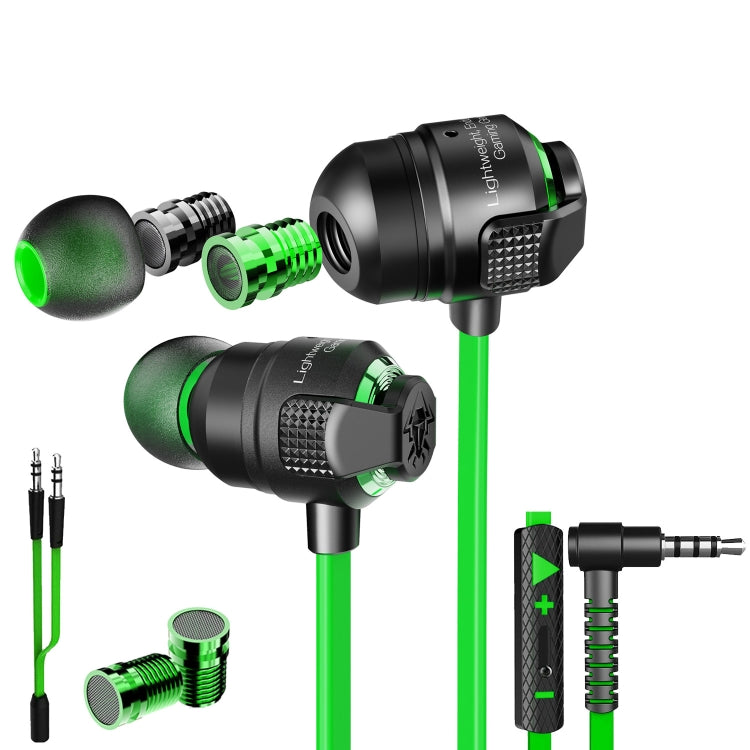 Plextone G23 3.5mm Dual variable Sound In-Ear Wired Controlled Earphone Cable length: 1.2m (Green)