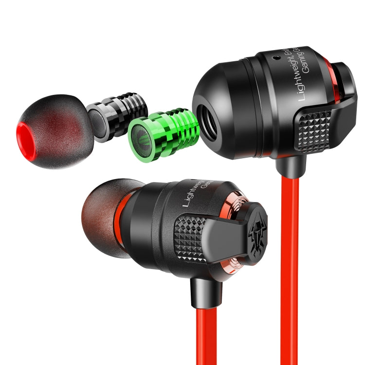 Plextone G23 3,5 mm double cellules sonores variables dans l'oreille Casque de jeu filaire contrôlé Longueur du câble : 1,2 m (rouge)