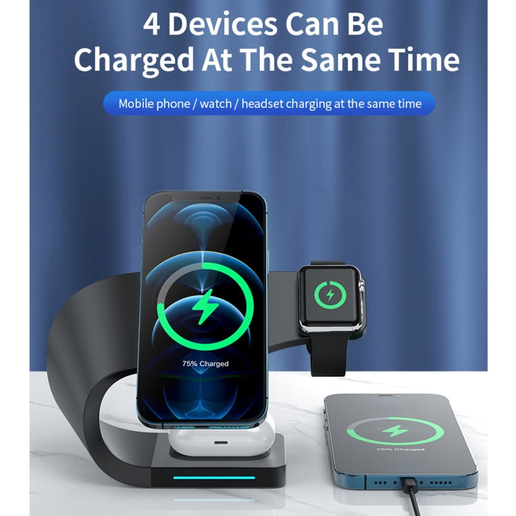 4 in 1 Multifunction Smart Magnetic Wireless Charger for iPhone and iWatches AirPods (White)