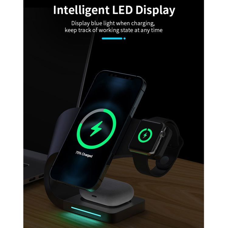 Chargeur sans fil magnétique intelligent multifonction 4 en 1 pour iPhone et iWatches AirPods (Blanc)